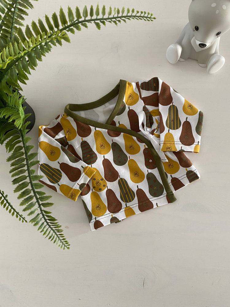 prematuren overslagtruitje bedrukt met peertjes