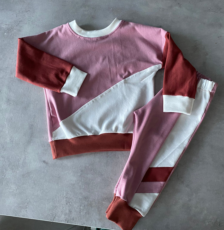 Joggingset colorblock roze