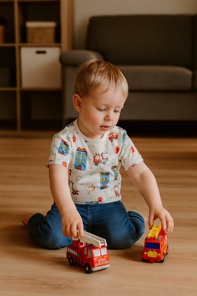 jongens t-shirt ecru met kleine bootjes