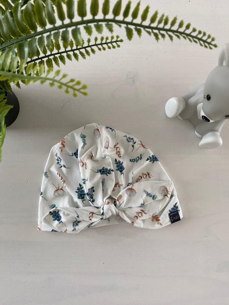 meisjes tulband met strik bedrukt met katoenplant