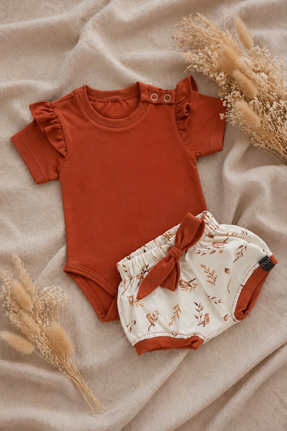 Ruffle romper Brique