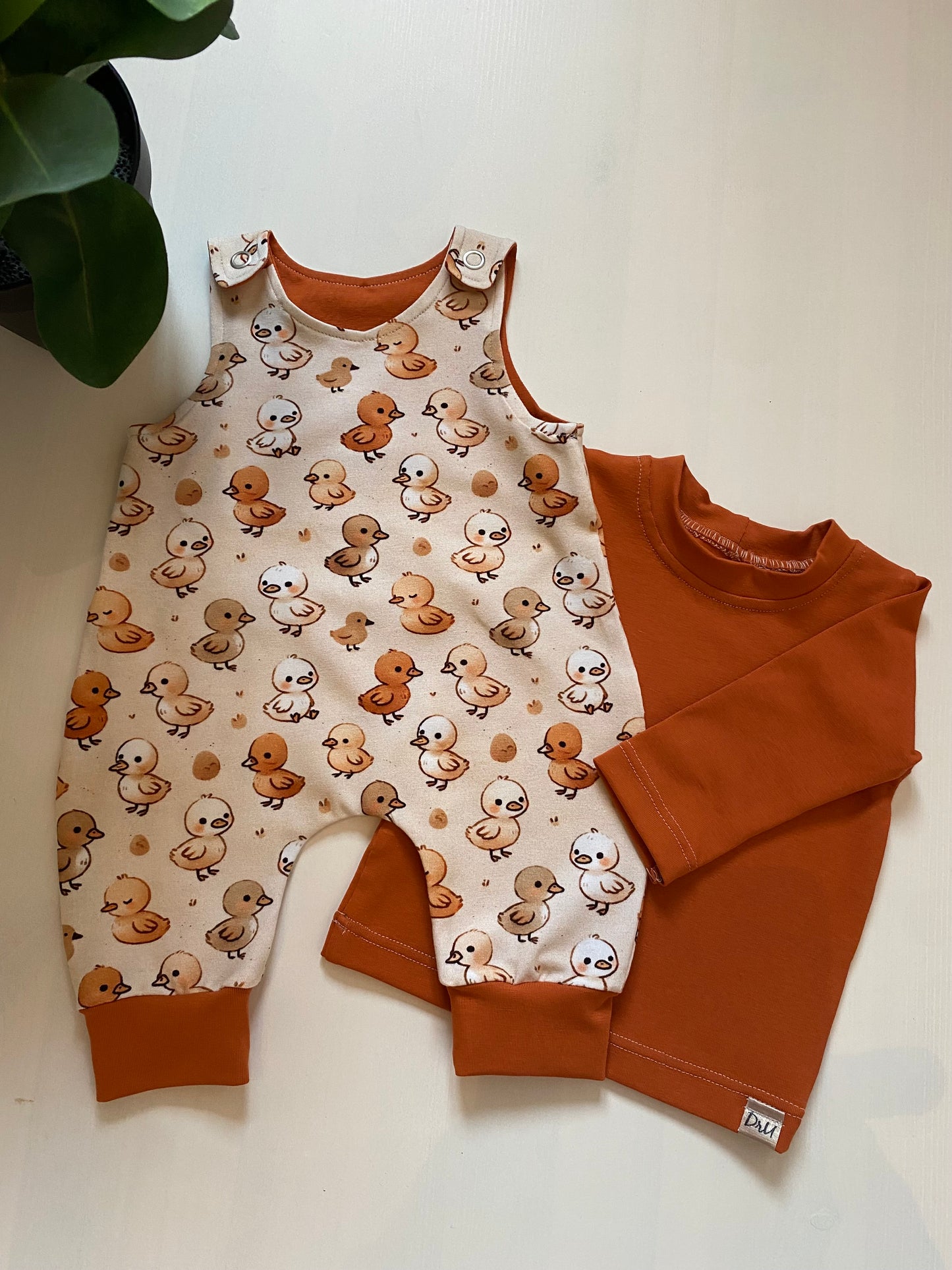 Setje tuinbroekje kuikentjes