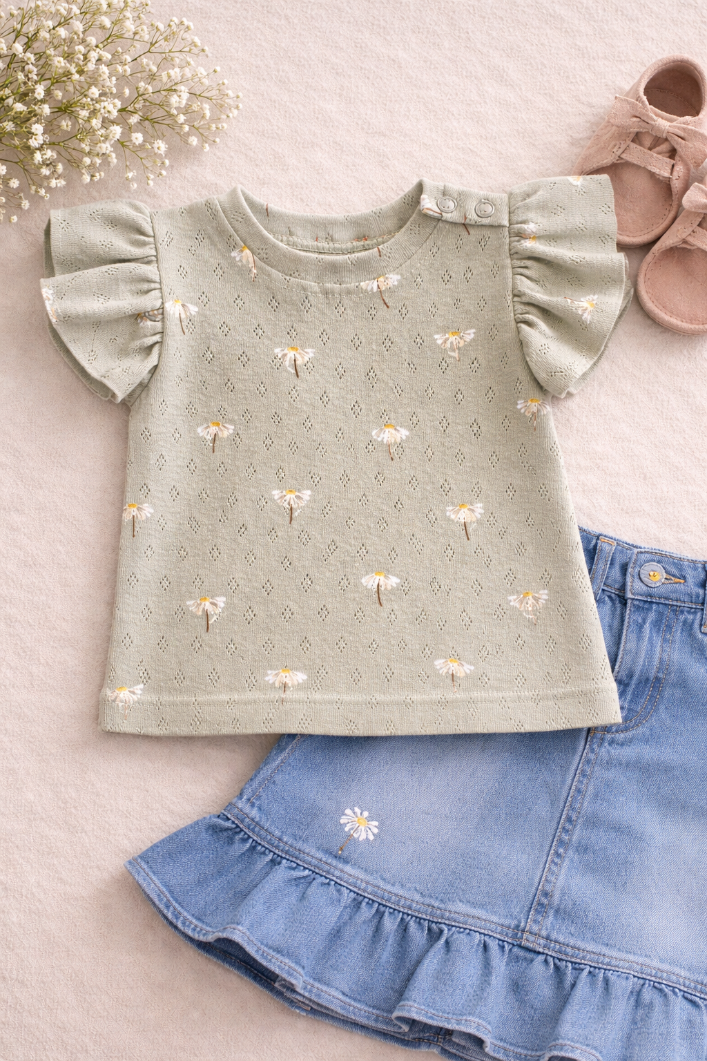 Ruffle t-shirt Madeliefjes