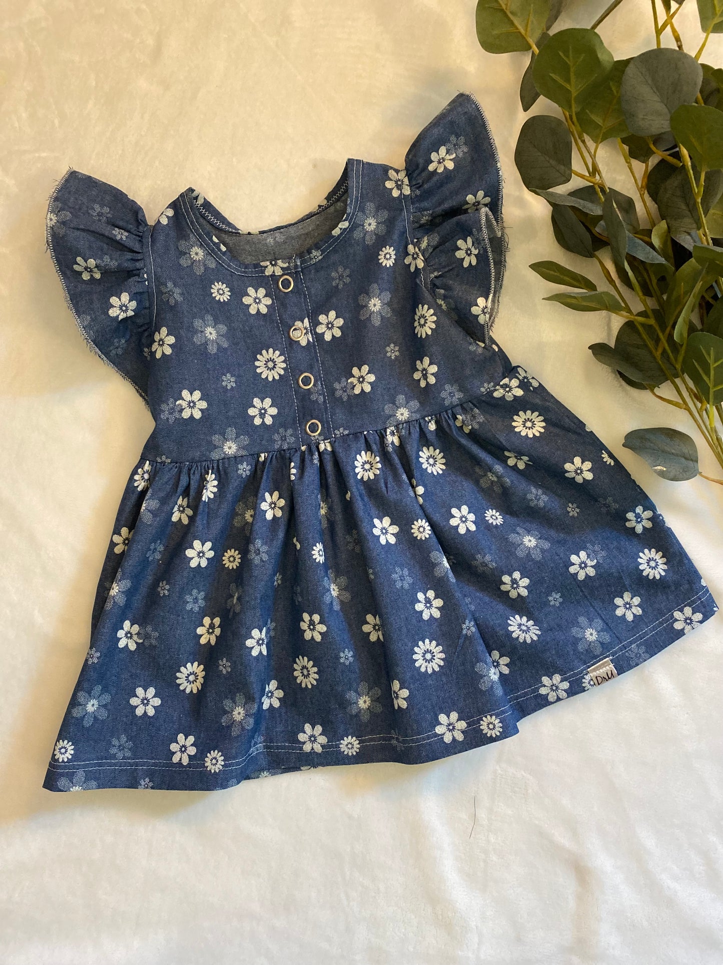 Ruffle jurkje denimlook