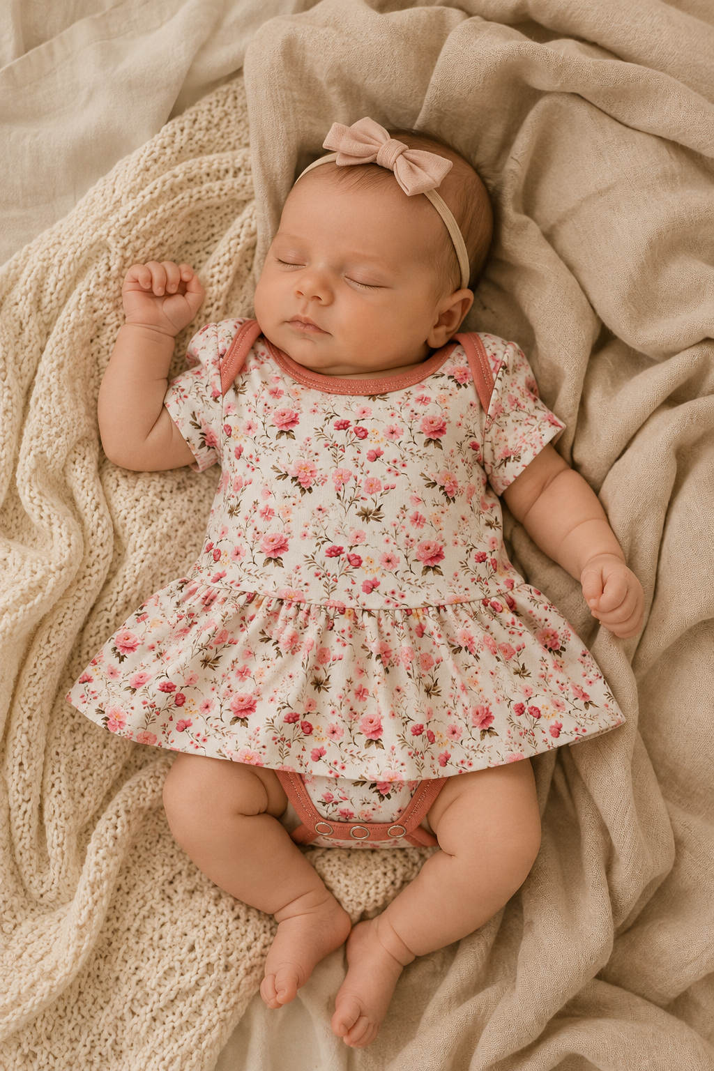 Romper met rokje Roze Bloemetjes