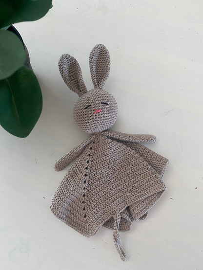 Knuffeldoekje konijntje met speenkoord taupe