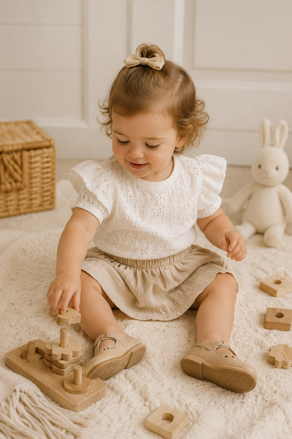 Ruffle t-shirt Borderie Ecru