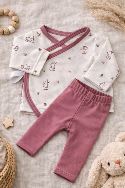 Prematuren Overslag shirtje Konijntjes, maat 44