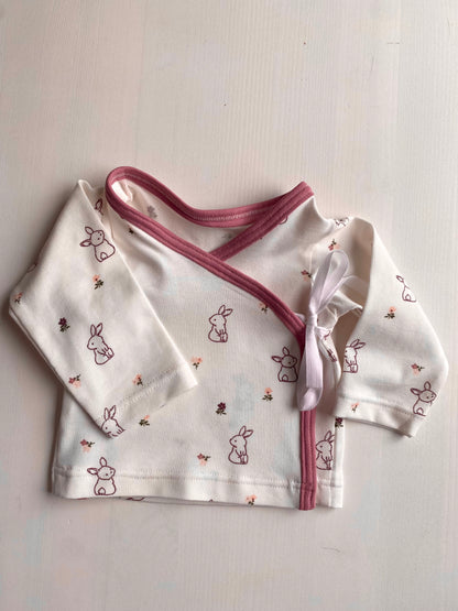 Prematuren Overslag shirtje Konijntjes, maat 44