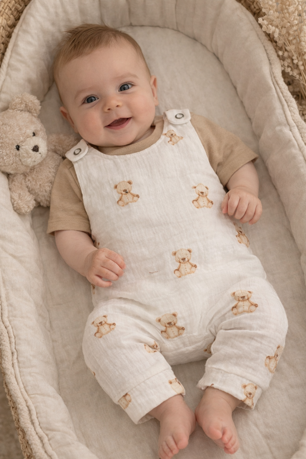 Hydrofiel tuinbroekje teddybeertjes