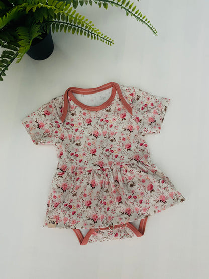 Romper met rokje Roze Bloemetjes