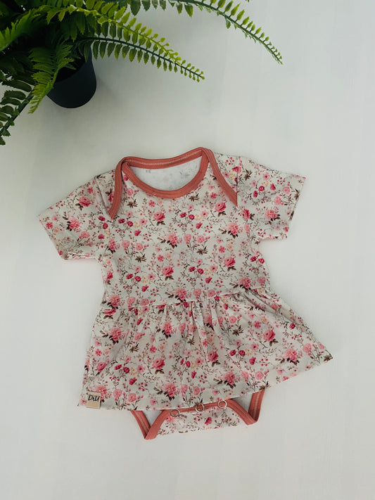 Romper met rokje Roze Bloemetjes