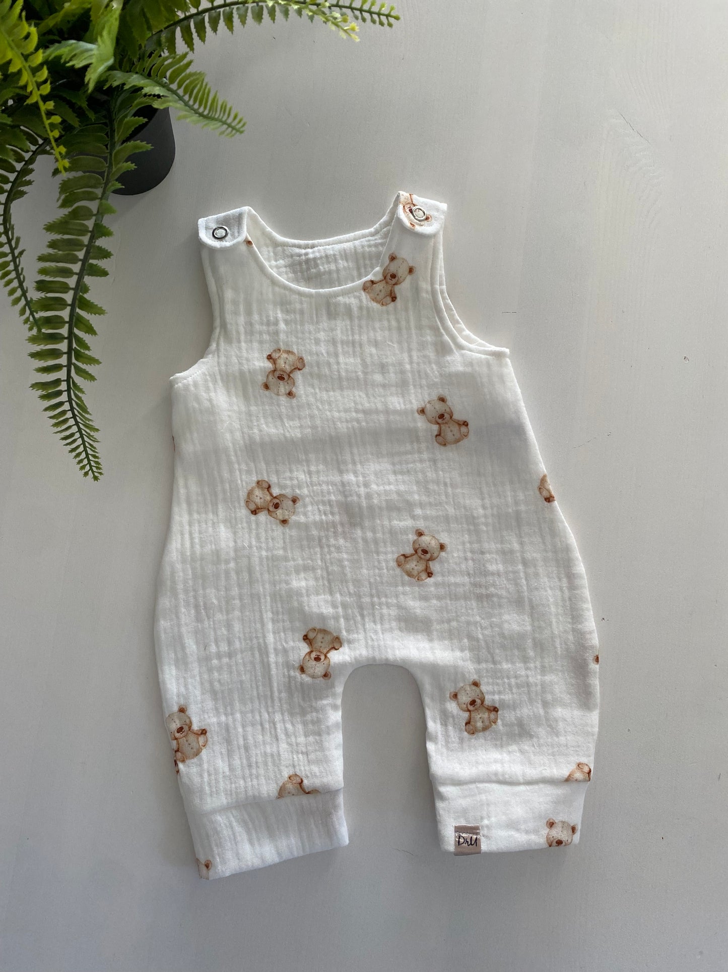 Hydrofiel tuinbroekje teddybeertjes