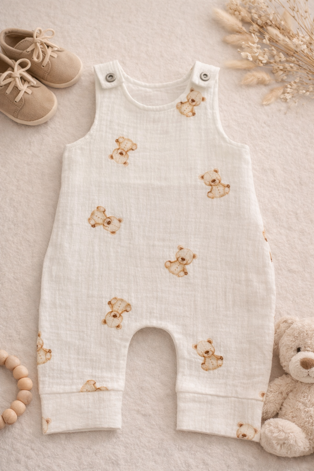 Hydrofiel tuinbroekje teddybeertjes