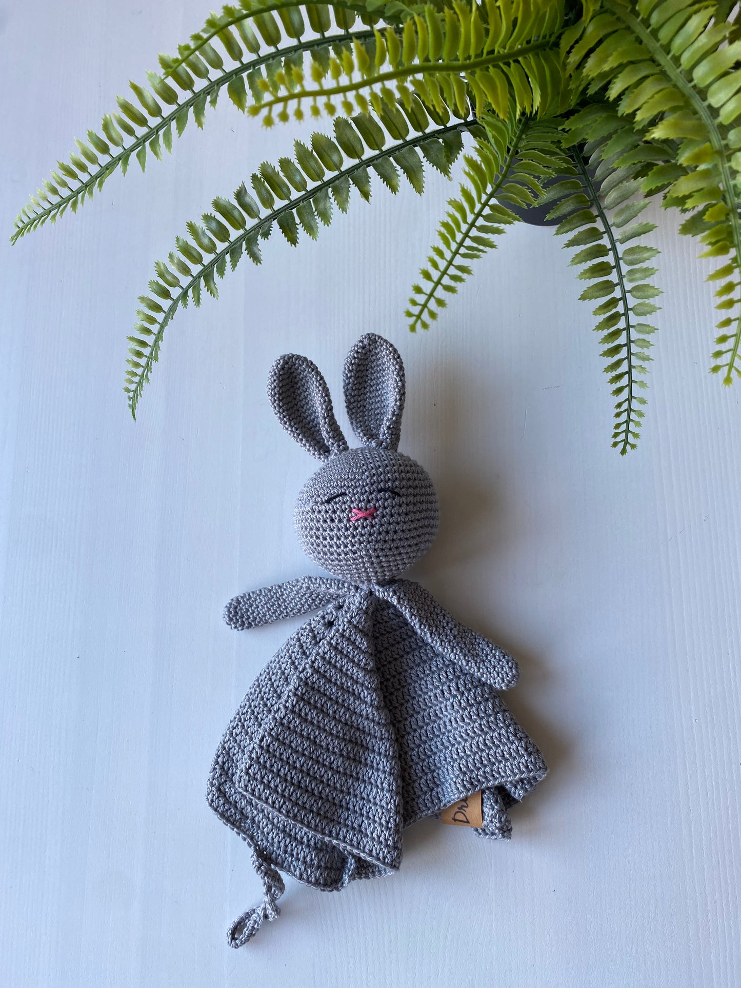 Knuffeldoekje konijn met speenkoord Grijs