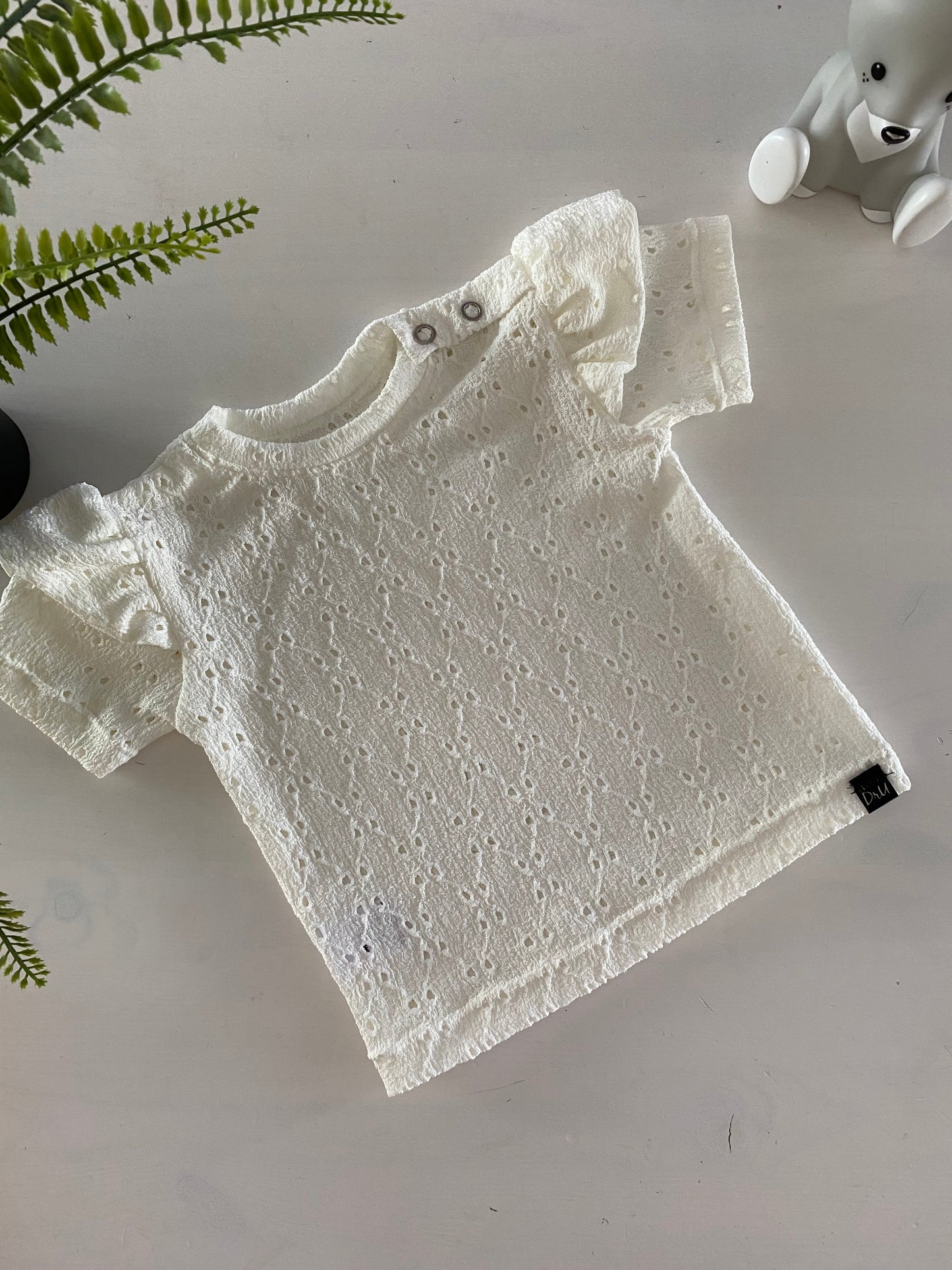 Ruffle t-shirt Borderie Ecru