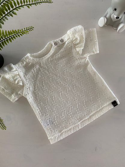 Ruffle t-shirt Borderie Ecru