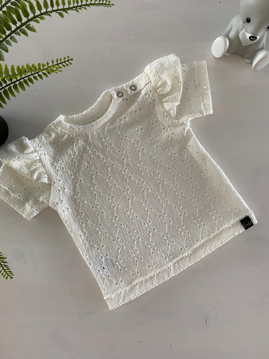 Ruffle t-shirt Borderie Ecru