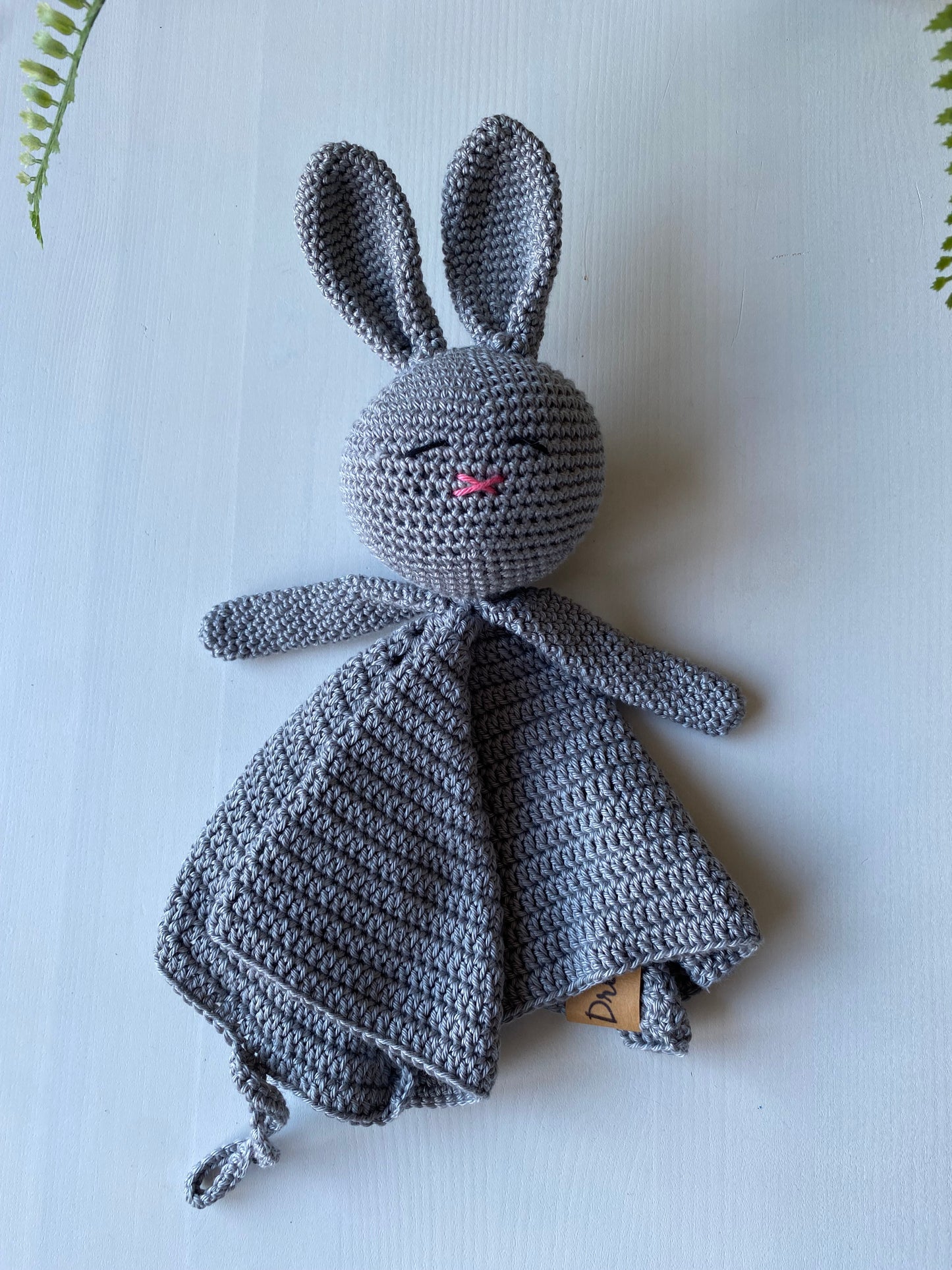 Knuffeldoekje konijn met speenkoord Grijs
