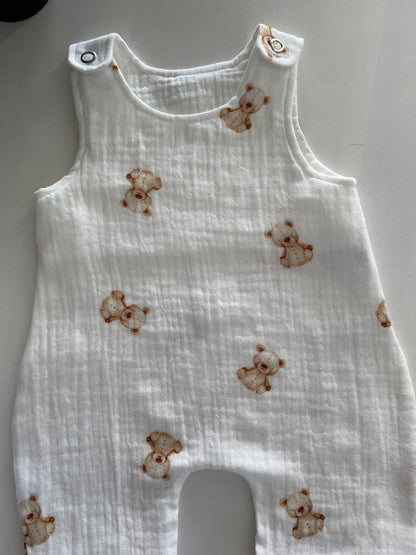 Hydrofiel tuinbroekje teddybeertjes