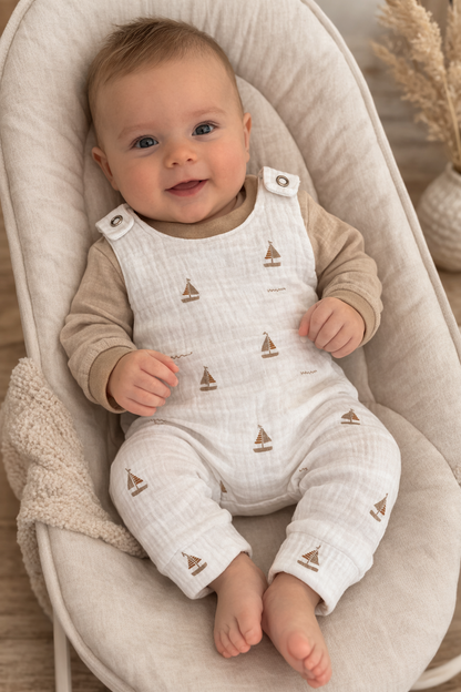 Hydrofiel tuinbroekje zeilbootjes