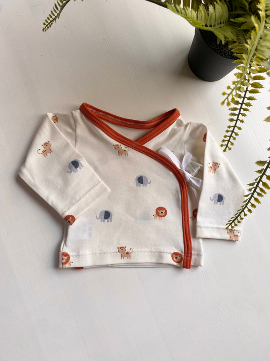 Prematuren Overslag shirtje Safari, maat 44