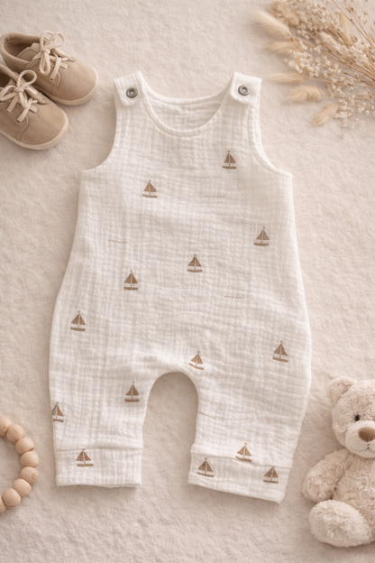 Hydrofiel tuinbroekje zeilbootjes