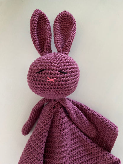 Knuffeldoekje konijn met speenkoord Mauve