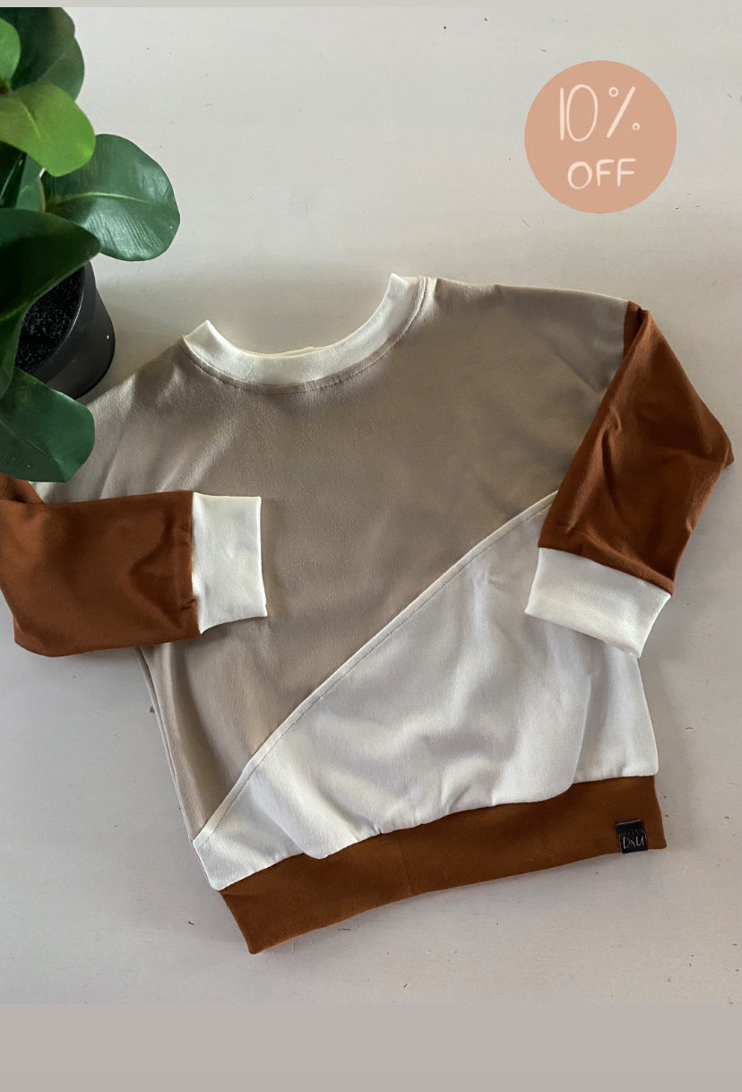 Sweater colourblock Zand (Sale)