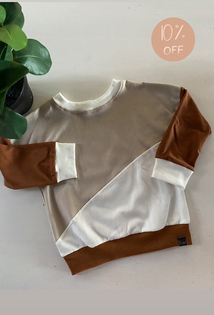 Sweater colourblock Zand (Sale)