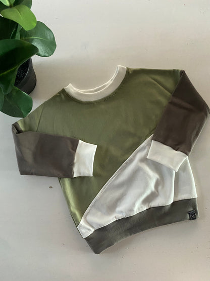 Sweater colorblock Olijf