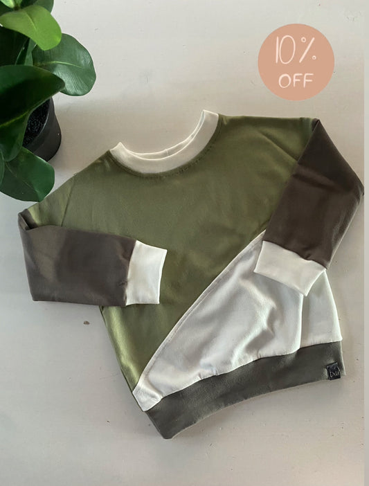 Sweater colourblock Olijf (Sale)