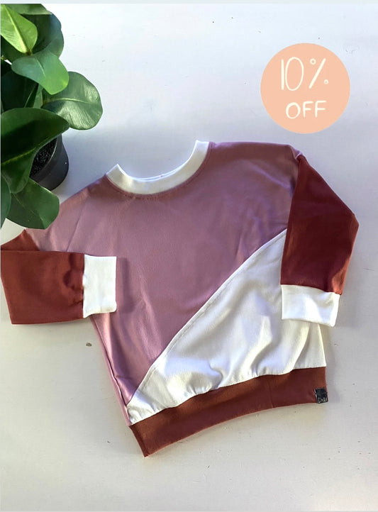 Sweater colourblock roze (Sale)