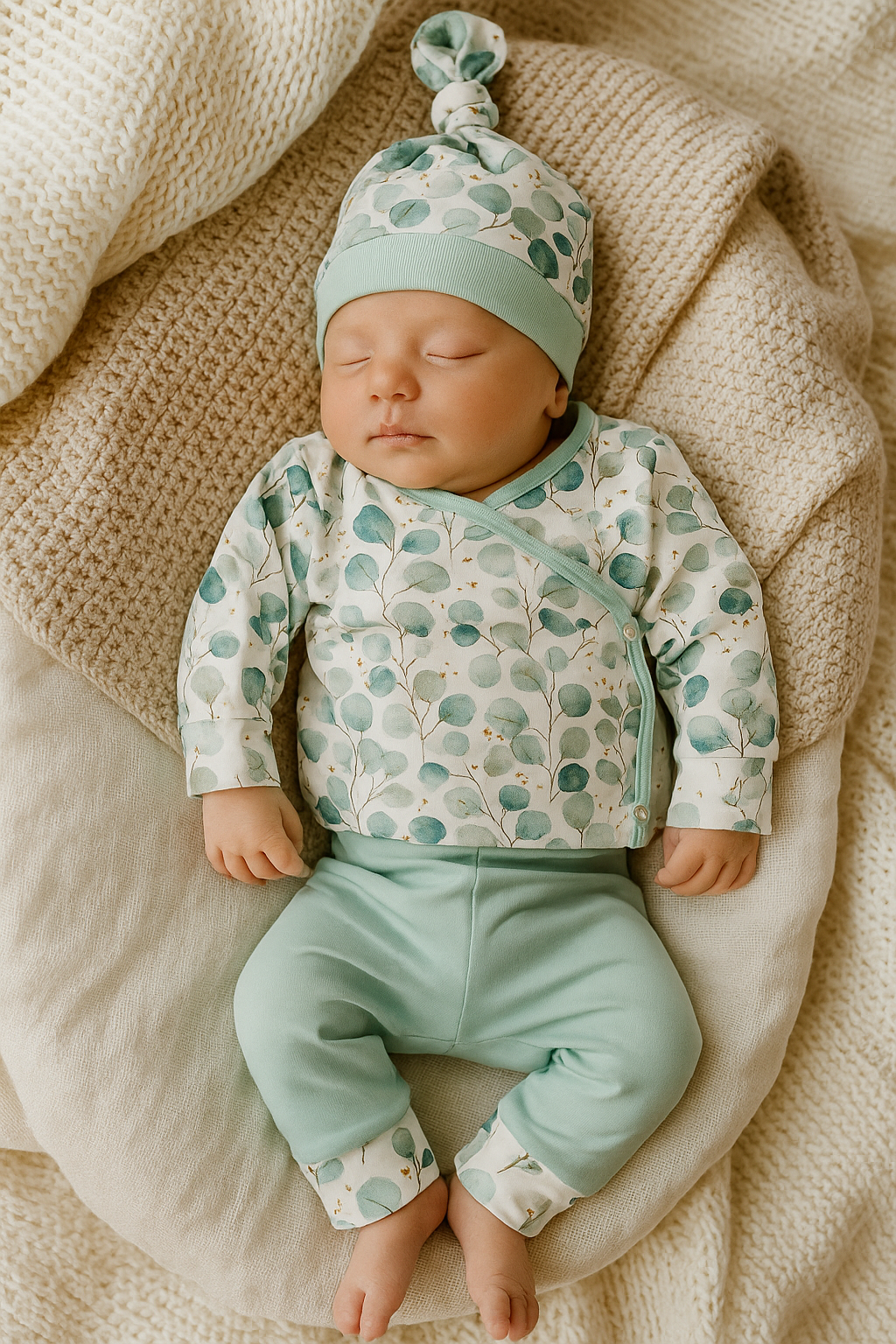 Knot mutsje Eucalyptus