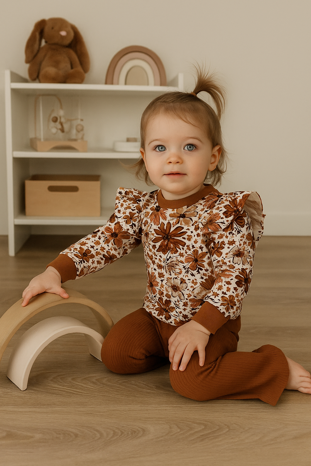 Ruffle sweater Retro Bloemen