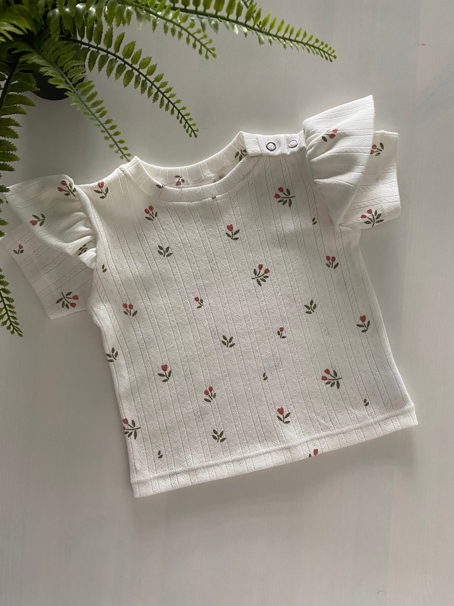 Ruffle t-shirt roze tulpjes