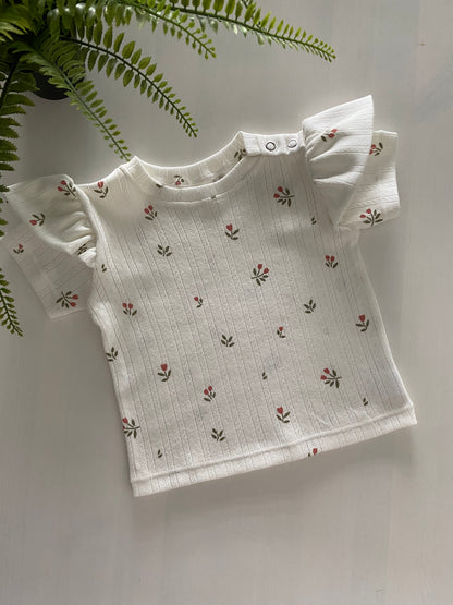 Ruffle t-shirt roze tulpjes