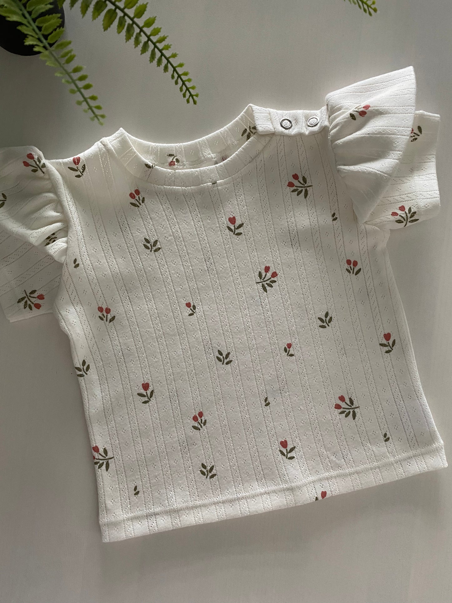 Ruffle t-shirt roze tulpjes