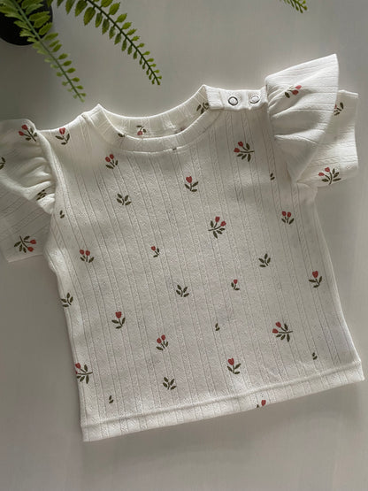 Ruffle t-shirt roze tulpjes