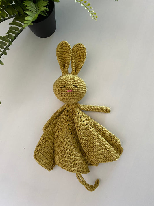 Knuffeldoekje konijn met speenkoord Goud