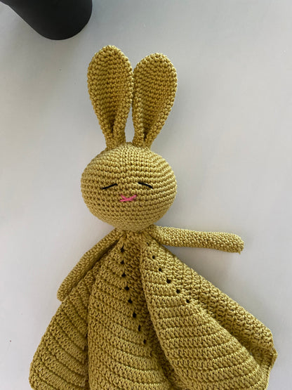 Knuffeldoekje konijn met speenkoord Goud