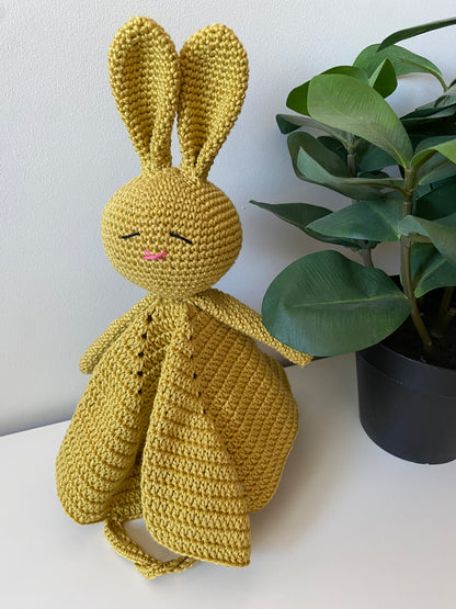 Knuffeldoekje konijn met speenkoord Goud