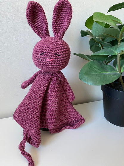 Knuffeldoekje konijn met speenkoord Mauve
