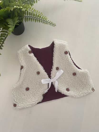 Teddy gilet Paarse Bloemetjes