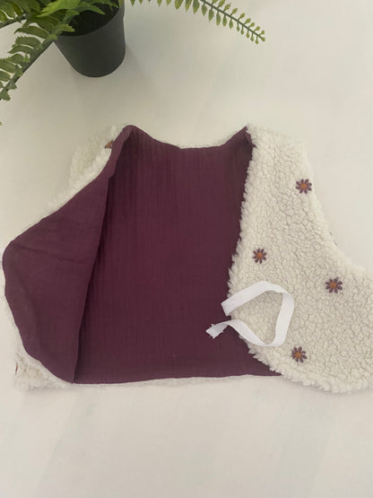 Teddy gilet Paarse Bloemetjes