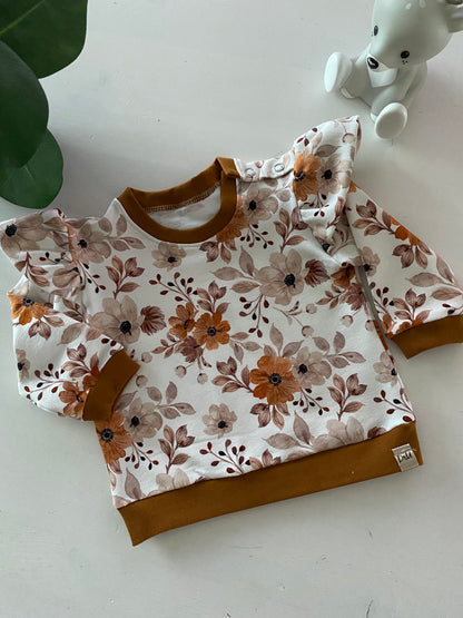 Ruffle Sweater aardkleurige bloemen