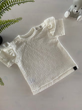 Load image into Gallery viewer, Ruffle t-shirt Ecru Broderie
