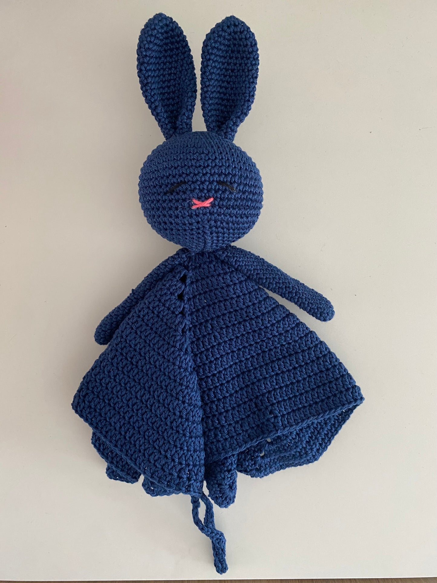 Cuddle cloth rabbit with pacifier cord dark blue