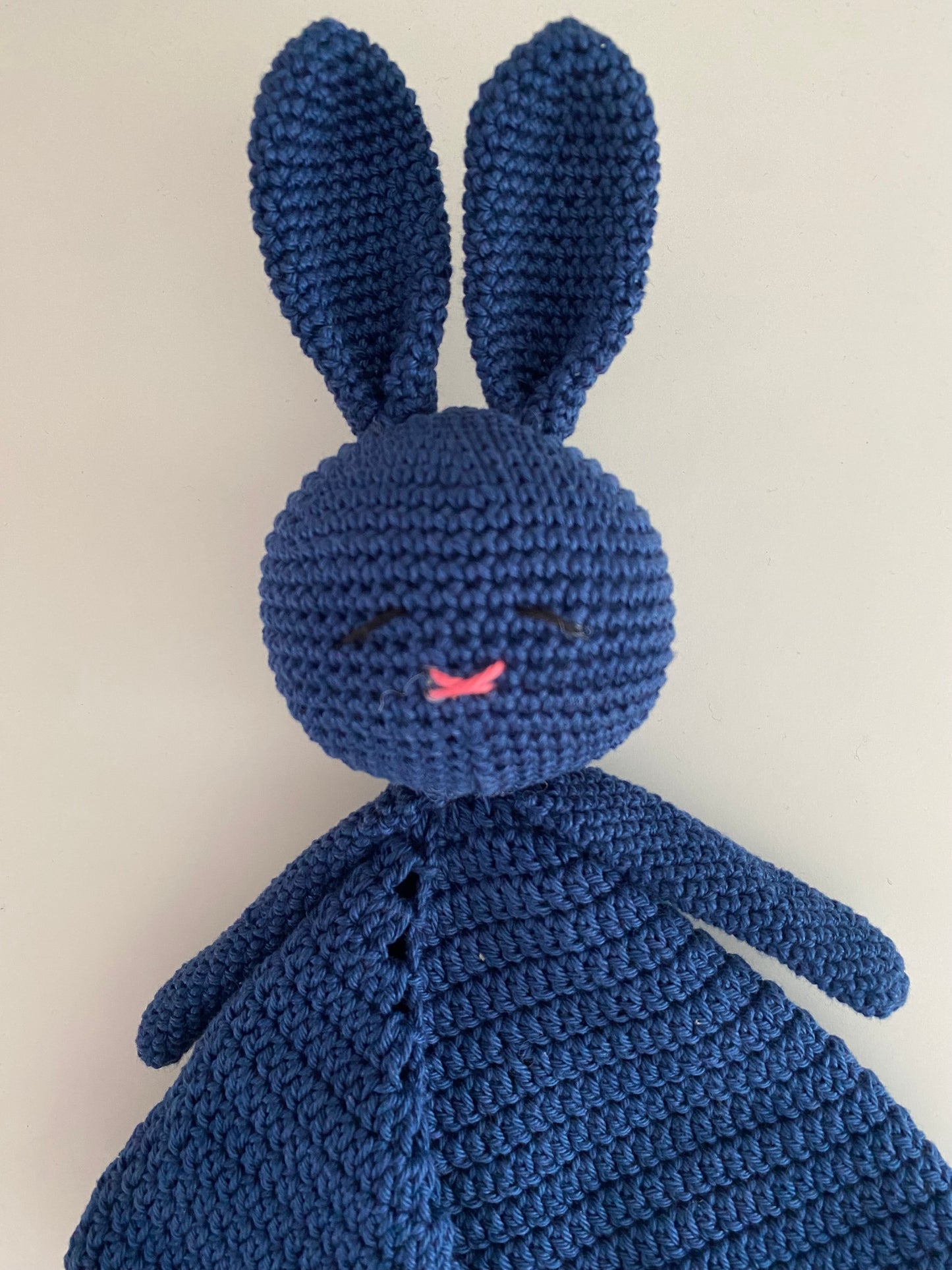 Cuddle cloth rabbit with pacifier cord dark blue