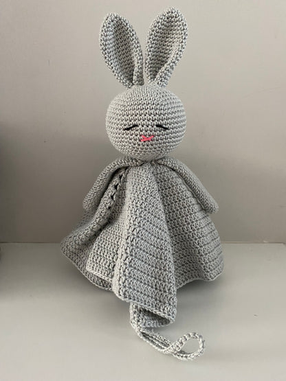 Cuddle cloth bunny with pacifier cord light gray